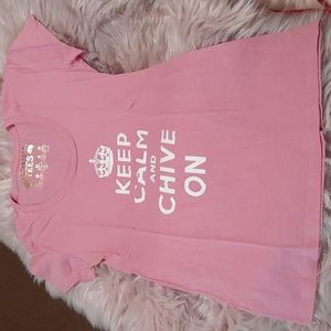Pink Chive keep calm and chive on tee